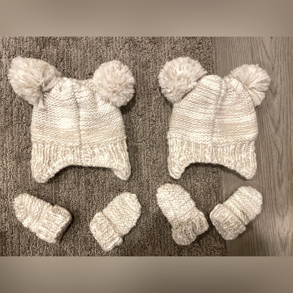 Twin Knit Baby Hat and MIT Set